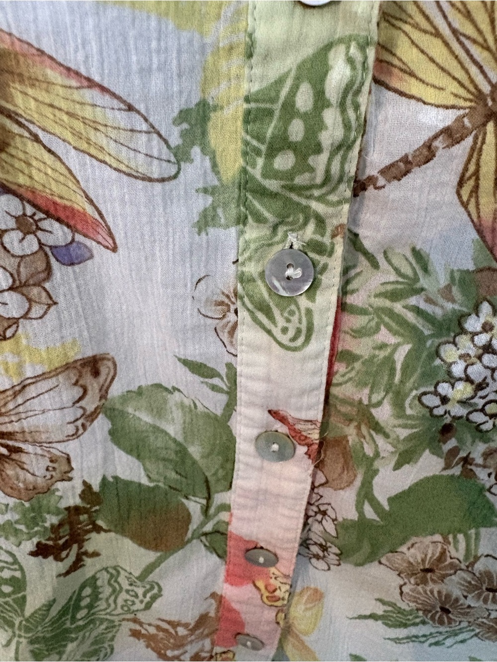 Alfred Dunner Womens 3/4 sleeve botton blouse pink green butterflies size 14 - Picture 5 of 6